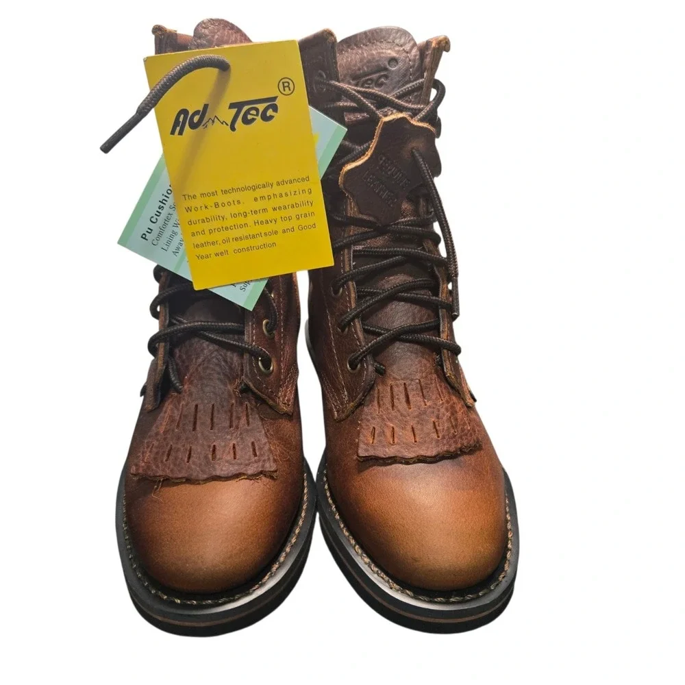 AdTec Children's Leather Packer Boot shoes Chestnut Brown 4173 Size 2